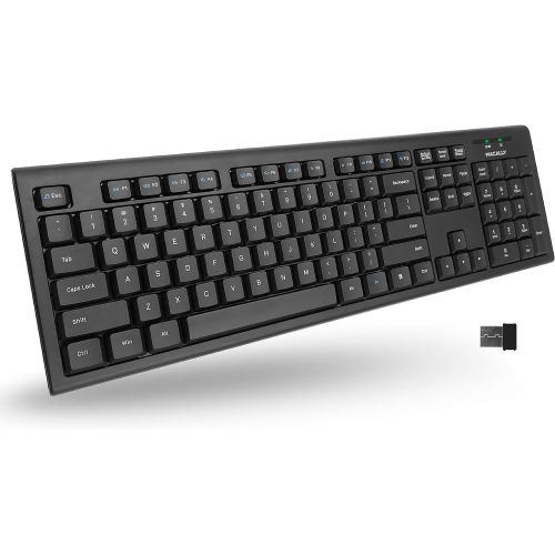  Macally 2.4G Wireless Keyboard for Laptop or Desktop - Ultra Slim Full Size Computer Keyboard Wireless with Numeric Keypad - Compatible with Windows PC Keyboard Cordless - Black