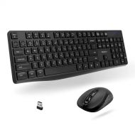 Macally USB Wireless Keyboard and Mouse Combo - 2.4Ghz Full Size Cordless Keyboard and DPI Optical Mouse - Designed for Windows PC with USB Port - Simple Plug & Play Mouse and Keyb