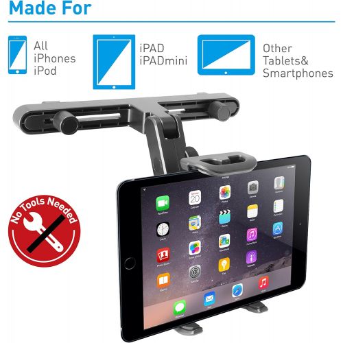  Macally Adjustable Car Seat Headrest Mount and Holder for Apple iPad Air / Mini, Samsung Galaxy Tab, Kindle Fire, Nintendo Switch, and 7 to 10 Tablets (HRMOUNT)