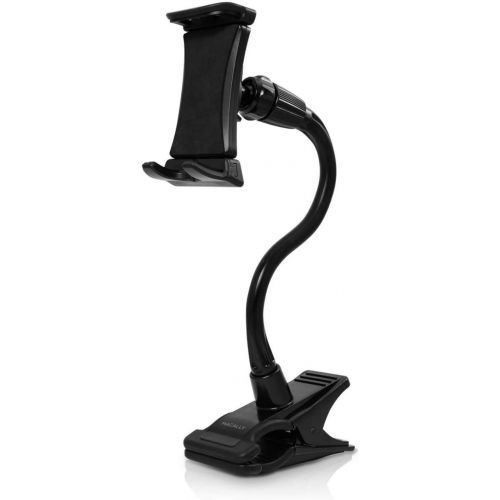  Macally Adjustable Gooseneck Tablet Holder & Phone Clip - Works with Phones & Tablets up to 8” - Flexible Phone Holder & Tablet Mount with Clip On Clamp for Desks up to 1.75” Thick