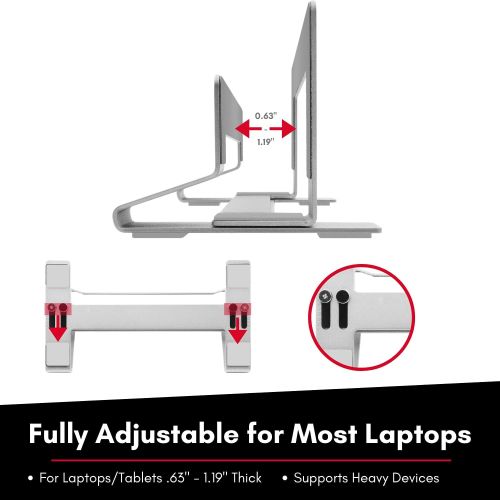  [아마존베스트]Macally Vertical Laptop Stand for Desk - Adjustable Laptop Holder for Universal Compatibility - Saves Space & Improves Device Airflow - Use as MacBook Stand or Laptop Dock - Weight