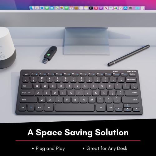  [아마존베스트]Macally 2.4G Mini Wireless Keyboard - Ergonomic & Comfortable - Small Keyboard for Laptop or Windows PC Computer, Tablet, Smart TV - Plug & Play Compact Keyboard 12 Multimedia Hot