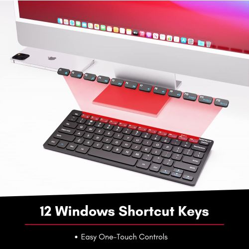  [아마존베스트]Macally 2.4G Mini Wireless Keyboard - Ergonomic & Comfortable - Small Keyboard for Laptop or Windows PC Computer, Tablet, Smart TV - Plug & Play Compact Keyboard 12 Multimedia Hot