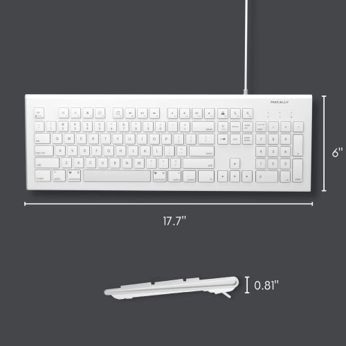  [아마존베스트]Macally Full Size USB Wired Keyboard for Mac and PC (White) w/ Shortcut Hot Keys - Upgraded Computer Keyboard(MKEYE)