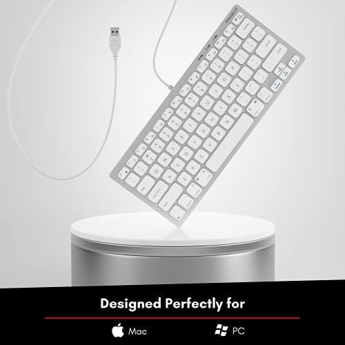  [아마존베스트]Macally USB Mini Keyboard for Mac and Windows PC - 78 Scissor Switch Keys with 13 Shortcut Keys - Compact & Small Keyboard That Saves Spaces and Looks Great - Plug and Play Mac Key