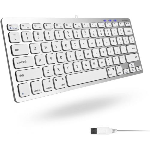  [아마존베스트]Macally USB Mini Keyboard for Mac and Windows PC - 78 Scissor Switch Keys with 13 Shortcut Keys - Compact & Small Keyboard That Saves Spaces and Looks Great - Plug and Play Mac Key