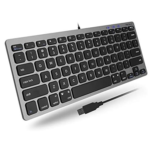  [아마존베스트]Macally Slim USB Wired Small Compact Mini Computer Keyboard for Apple Mac, iMac, MacBook Pro/Air, Mac Mini, Windows PC Desktops, Laptop (Space Gray)