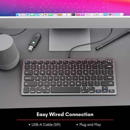  [아마존베스트]Macally Slim USB Wired Small Compact Mini Computer Keyboard for Apple Mac, iMac, MacBook Pro/Air, Mac Mini, Windows PC Desktops, Laptop (Space Gray)