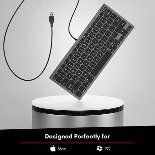  [아마존베스트]Macally Slim USB Wired Small Compact Mini Computer Keyboard for Apple Mac, iMac, MacBook Pro/Air, Mac Mini, Windows PC Desktops, Laptop (Space Gray)