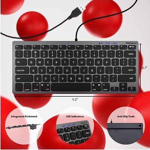  [아마존베스트]Macally Slim USB Wired Small Compact Mini Computer Keyboard for Apple Mac, iMac, MacBook Pro/Air, Mac Mini, Windows PC Desktops, Laptop (Space Gray)