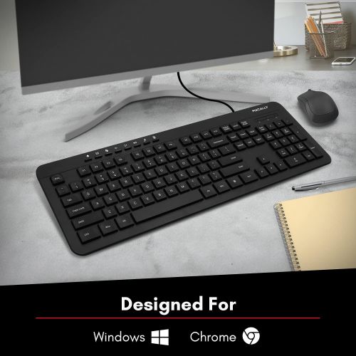  [아마존베스트]Macally Windows PC Keyboard for Laptop or Desktop - A Simple Workflow Solution - Computer Keyboard Wired with 5ft Cable - Plug & Play USB Keyboard with Numeric Keypad, 112 Slim Key