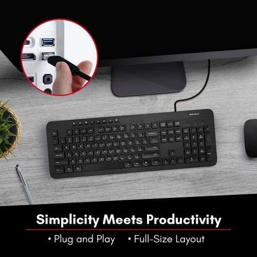  [아마존베스트]Macally Windows PC Keyboard for Laptop or Desktop - A Simple Workflow Solution - Computer Keyboard Wired with 5ft Cable - Plug & Play USB Keyboard with Numeric Keypad, 112 Slim Key