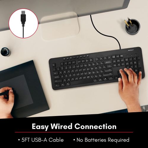  [아마존베스트]Macally Windows PC Keyboard for Laptop or Desktop - A Simple Workflow Solution - Computer Keyboard Wired with 5ft Cable - Plug & Play USB Keyboard with Numeric Keypad, 112 Slim Key
