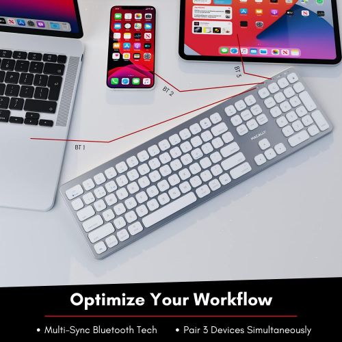  [아마존베스트]Macally Bluetooth Wireless Keyboard for Mac, iMac, Apple Mac Pro, Mac Mini, MacBook Pro/Air Laptop - Rechargeable Slim Full-Size Mac Wireless Keyboard (BTWKEYMB)