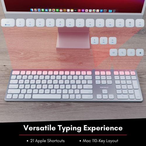  [아마존베스트]Macally Bluetooth Wireless Keyboard for Mac, iMac, Apple Mac Pro, Mac Mini, MacBook Pro/Air Laptop - Rechargeable Slim Full-Size Mac Wireless Keyboard (BTWKEYMB)