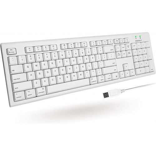  [아마존베스트]Macally Full-Size USB Wired Keyboard for Mac Mini/Pro, iMac Desktop Computer, MacBook Pro/Air Desktop w/ 16 Compatible Apple Shortcuts, Extended with Number Keypad, Rubber Domed Ke