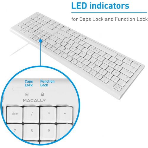  [아마존베스트]Macally Full-Size USB Wired Keyboard for Mac Mini/Pro, iMac Desktop Computer, MacBook Pro/Air Desktop w/ 16 Compatible Apple Shortcuts, Extended with Number Keypad, Rubber Domed Ke