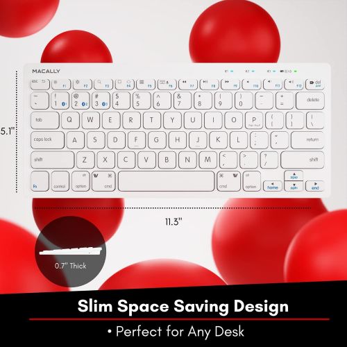  [아마존베스트]Macally Compact Bluetooth Keyboard for Mac, iPad, iPhone, PC, & Android - Built in Tablet/Phone Stand & Multi Device Sync - Ultra Portable Mac Wireless Keyboard - Perfect for Trave