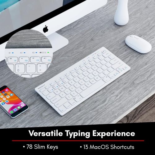  [아마존베스트]Macally Compact Bluetooth Keyboard for Mac, iPad, iPhone, PC, & Android - Built in Tablet/Phone Stand & Multi Device Sync - Ultra Portable Mac Wireless Keyboard - Perfect for Trave