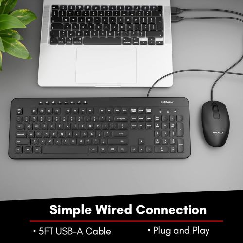  [아마존베스트]Macally USB Wired Keyboard and Mouse Combo Bundle - Simple & Easy to Use Ultra Slim Keyboard Mouse Combo - Compatible with Windows 10/8/7/Vista/Xp, etc. - Plug & Play