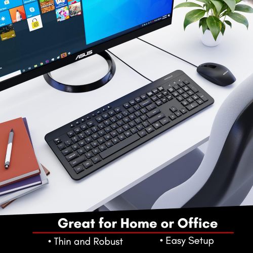  [아마존베스트]Macally USB Wired Keyboard and Mouse Combo Bundle - Simple & Easy to Use Ultra Slim Keyboard Mouse Combo - Compatible with Windows 10/8/7/Vista/Xp, etc. - Plug & Play