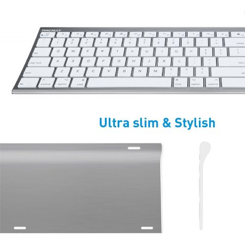  Macally Ultra-Slim USB Wired Computer Keyboard for Apple MacBook ProAir, iMac, Mac Mini, Mac Pro, Windows PC LaptopsDesktops and Notebooks | Plug and Play - No Drivers | Silver F