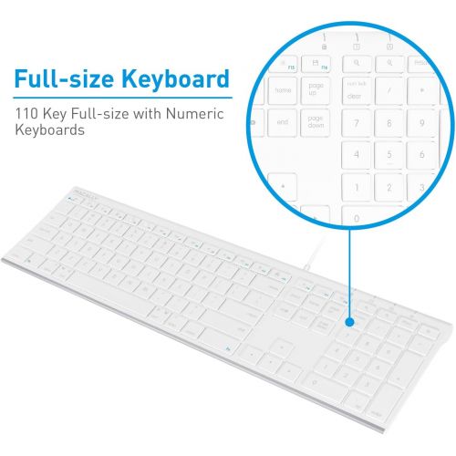  Macally Ultra-Slim USB Wired Computer Keyboard for Apple MacBook ProAir, iMac, Mac Mini, Mac Pro, Windows PC LaptopsDesktops and Notebooks | Plug and Play - No Drivers | Silver F