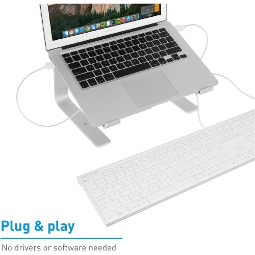  Macally Ultra-Slim USB Wired Computer Keyboard for Apple MacBook ProAir, iMac, Mac Mini, Mac Pro, Windows PC LaptopsDesktops and Notebooks | Plug and Play - No Drivers | Silver F