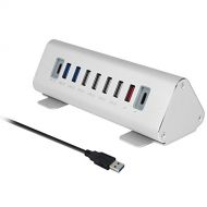Macally Ultimate 9-Port Powered USB Hub & Charging Station | Universal High-Speed Data Transfer & Quick Charging Multiport USB Hub Charger | Smart IC Charging Technology & Aluminum