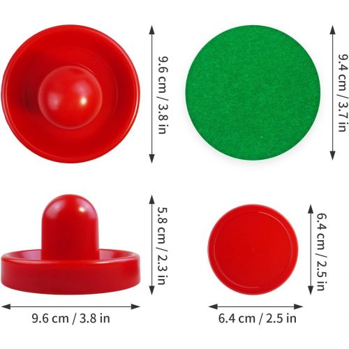  Macepason Air Hockey Pucks and Paddles Air Hockey Paddles for Air Hockey Table Game for Adults and Kids Goal Handles Paddles Replacement Accessories for Game Tables(4 Pushers, 10 Red Pucks a