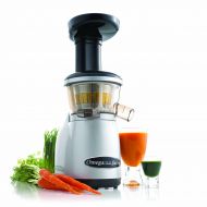 Machines Omega VRT350 Heavy Duty Low Speed Vertical Masticating Juicer with Dual-Stage Extraction Creates Fruit and Vegetable Juice Compact Design Quiet Motor, 150-Watt, Silver