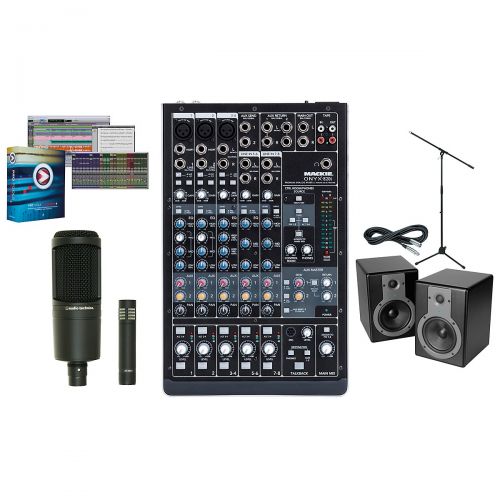  Mackie},description:This recording package includes a Mackie Onyx 820i FireWire Mixer, Digidesign Pro Tools M-Powered software, a pair of M-Audio BX5A Monitors, the Audio-Technica