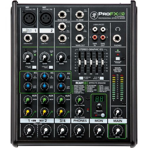  Mackie},description:The latest development in Mackies small format mixers, the ProFX series v2 sounds better than ever and supplies convenient features at every knob, fader, input