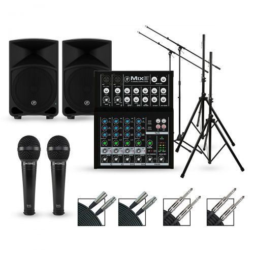  Mackie Complete PA Package with Mix8 8-channel Mixer and Thump Series Powered Speakers