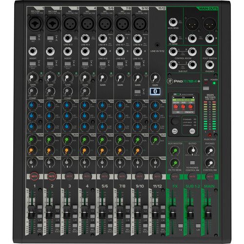  Mackie ProFX12v3+ 12-Channel Analog Mixer with Built-In FX, USB Recording, and Bluetooth