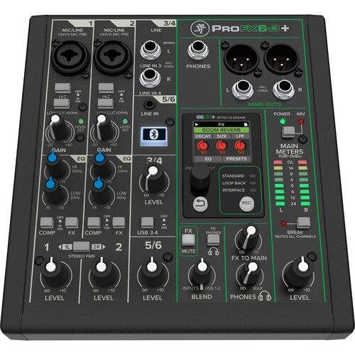  Mackie ProFX6v3+ 6-Channel Analog Mixer with Built-In FX, USB Recording, and Bluetooth