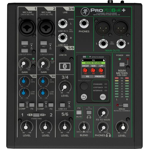  Mackie ProFX6v3+ 6-Channel Analog Mixer with Built-In FX, USB Recording, and Bluetooth