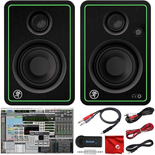  Mackie CR3-X 3-Inch Creative Reference Multimedia Monitors Bundle with Pro Tools First DAW Music Editing Software, Wireless Bluetooth Receiver and Dual 1/4 Stereo to 3.5mm Cable