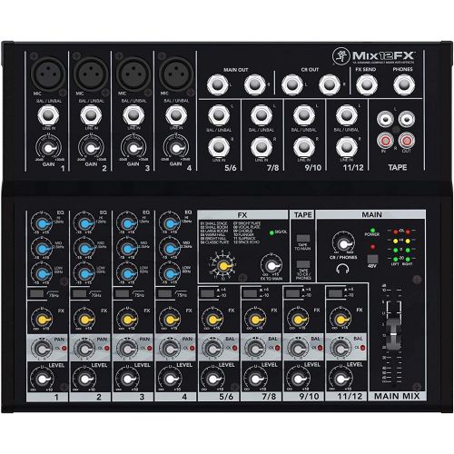  Mackie Mix Series, 12-Channel Compact Effects Mixer with Studio-Level Audio Quality and FX (Mix12FX)