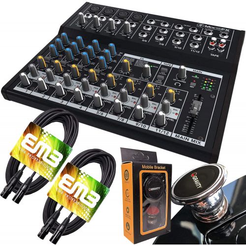 [아마존베스트]Mackie Mix12FX 12-channel Compact Mixer with Effects with Pair of EMB XLR Cable and Gravity Magnet Phone Holder Bundle