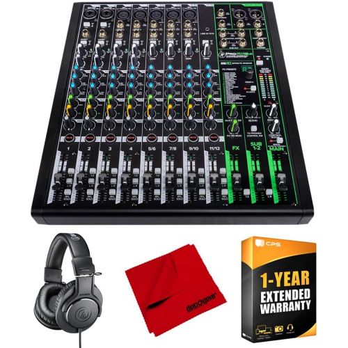  [아마존베스트]Mackie ProFX12v3 12 Channel Professional Effects Mixer with USB Bundle with Audio-Technica ATH-M20X Professional Monitor Headphones, Deco Gear Microfiber Cleaning Cloth and 1 Year