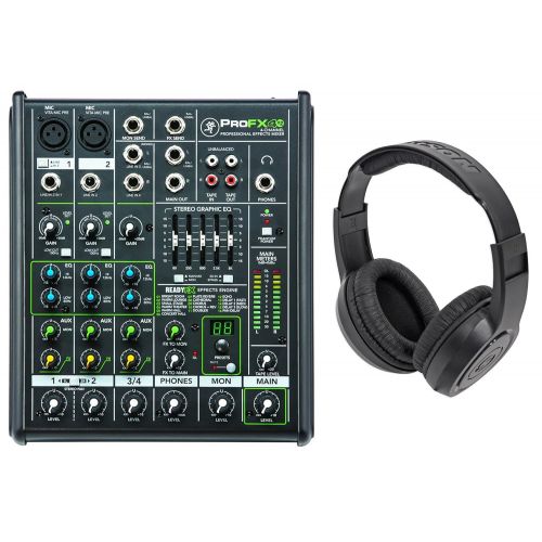  New Mackie PROFX4v2 Pro 4-Ch Compact Mixer w Effects PROFX4 V2+Samson Headphones