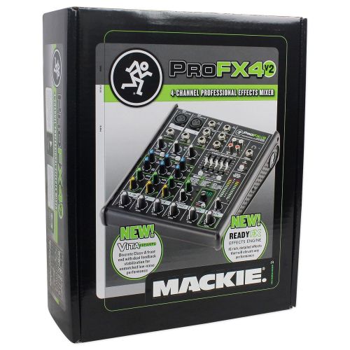  New Mackie PROFX4v2 Pro 4-Ch Compact Mixer w Effects PROFX4 V2+Samson Headphones