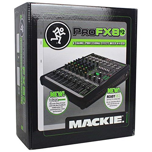  Mackie PROFX8v2 Pro 8 Ch Compact Mixer wEffects, USB PROFX8 V2+Headphones+Cable