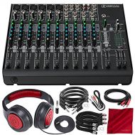 Photo Savings Mackie 1402VLZ4 - 14-Channel Compact Mixer with Onyx Preamps and Deluxe Bundle w Closed-Back Headphones + 8x Cables + Fibertique Cloth