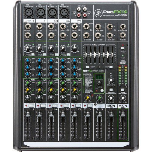  Mackie ProFX8v2 8-Channel Sound Reinforcement Mixer with Stereo Headphones & XLR- XLR Cable