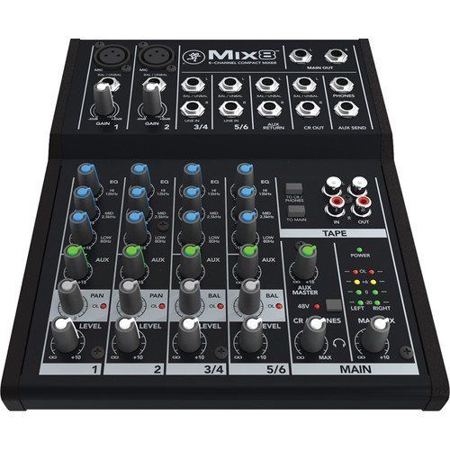  Mackie Mix8 8-Channel Compact Mixer with Gator Cases G-MIXERBAG-1212 Padded Nylon MixerEquipment Bag Bundle