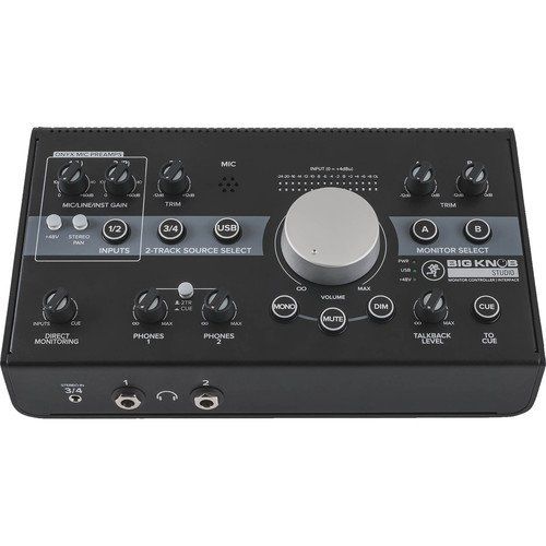  Mackie Big Knob Studio Monitor Controller and Interface with Stereo Headphones & XLR Cable