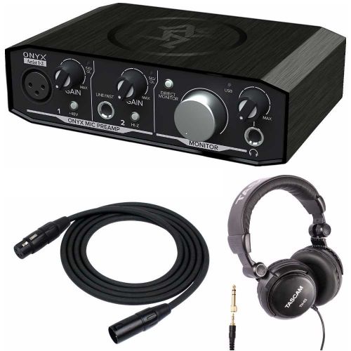  Mackie Onyx Artist 1-2 2-in x 2-out USB Audio Interface with XLR Cable and Studio Headphones