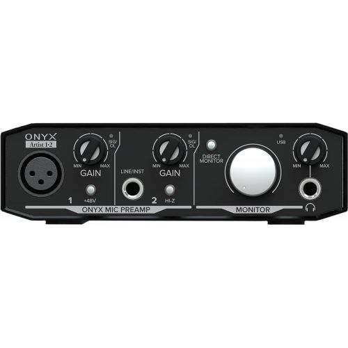  Mackie Onyx Artist 1-2 2-in x 2-out USB Audio Interface with XLR Cable and Studio Headphones